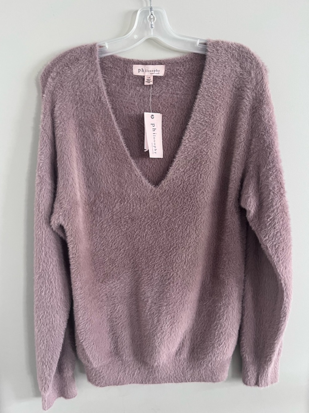 Philosophy Fuzzy V-Neck Sweater (BNWT But Has A Hole Please Read Description)